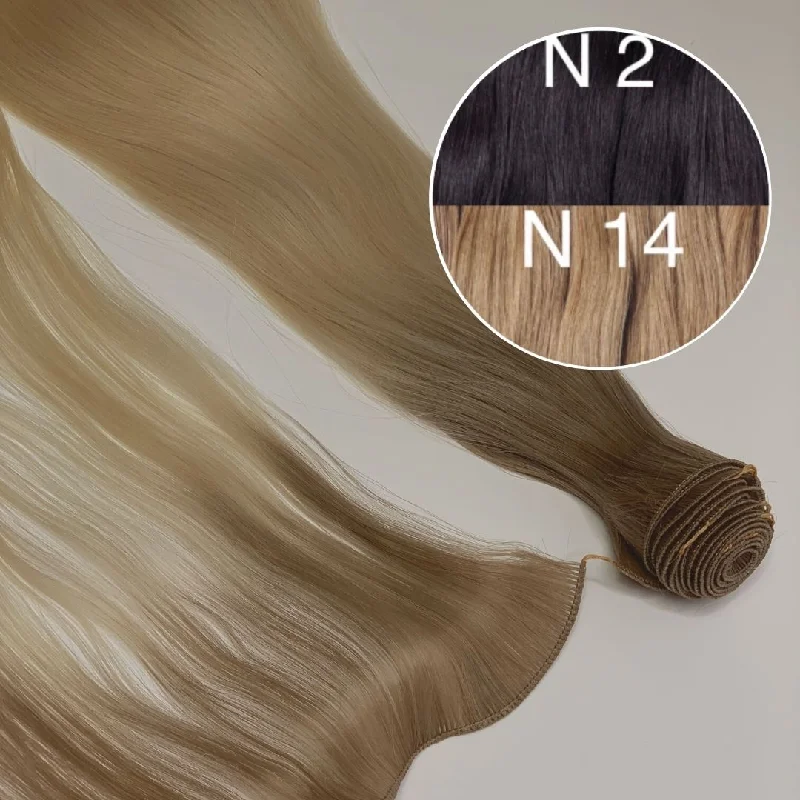 Hair Wefts Hand tied / Bundles Color _2/14 GVA hair_One donor line