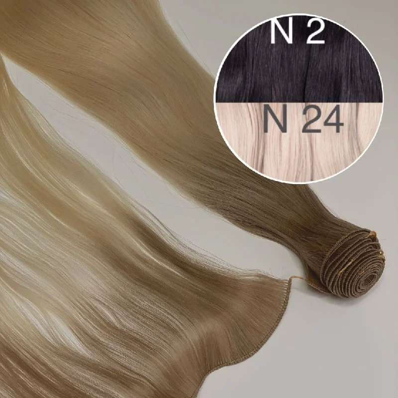 Hair Wefts Hand tied / Bundles Color _2/24 GVA hair_One donor line