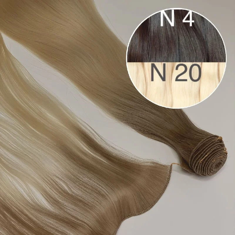 Hair Wefts Hand tied / Bundles Color _4/20 GVA hair_One donor line