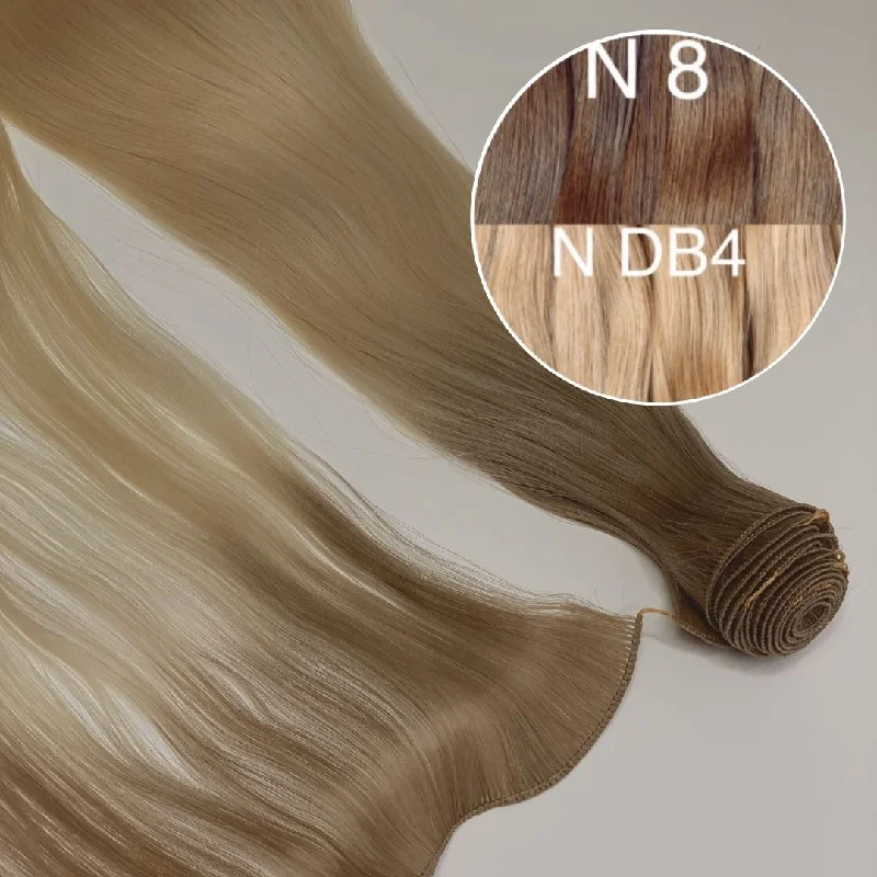 Hair Wefts Hand tied / Bundles Color _8/DB4 GVA hair_One donor line