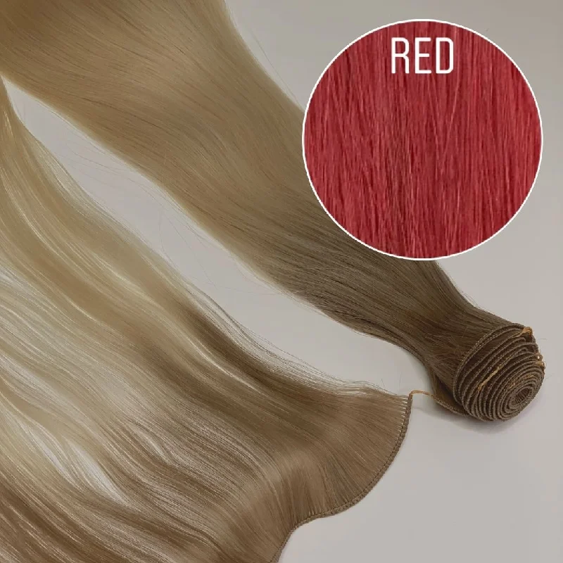 Hair Wefts Hand tied / Bundles Color RED GVA hair_One donor line