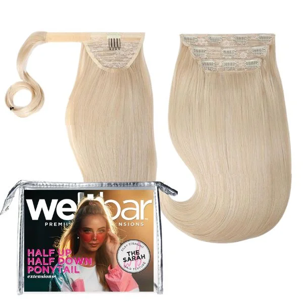 Blonde Half Up Half Down Ponytail Extension Set - SARAH Silky Straight