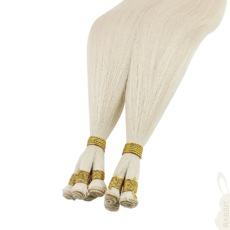 White Blonde Virgin Hand Tied Weft Brazilian Human Hair Bundles #60