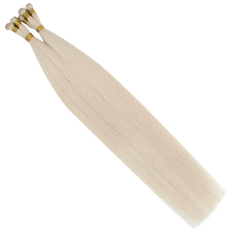 White Blonde Virgin Hand Tied Weft Brazilian Human Hair Bundles #60