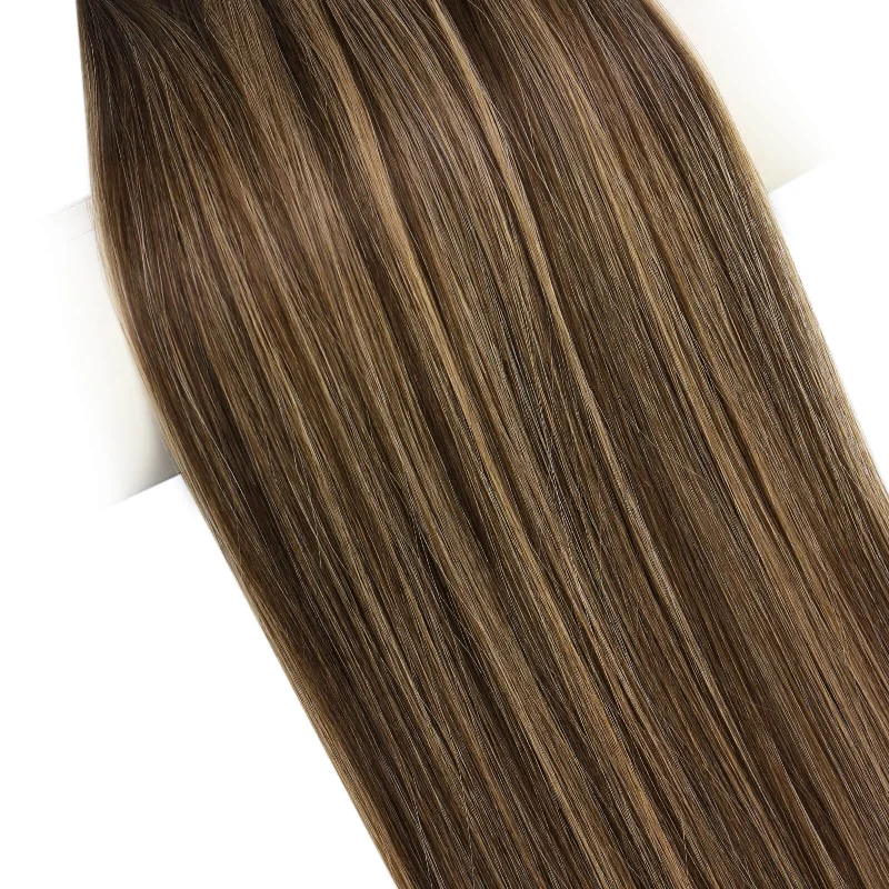 Hand Tied Human Hair Weft Virgin Hair Bundles Balayage Brown  #BM