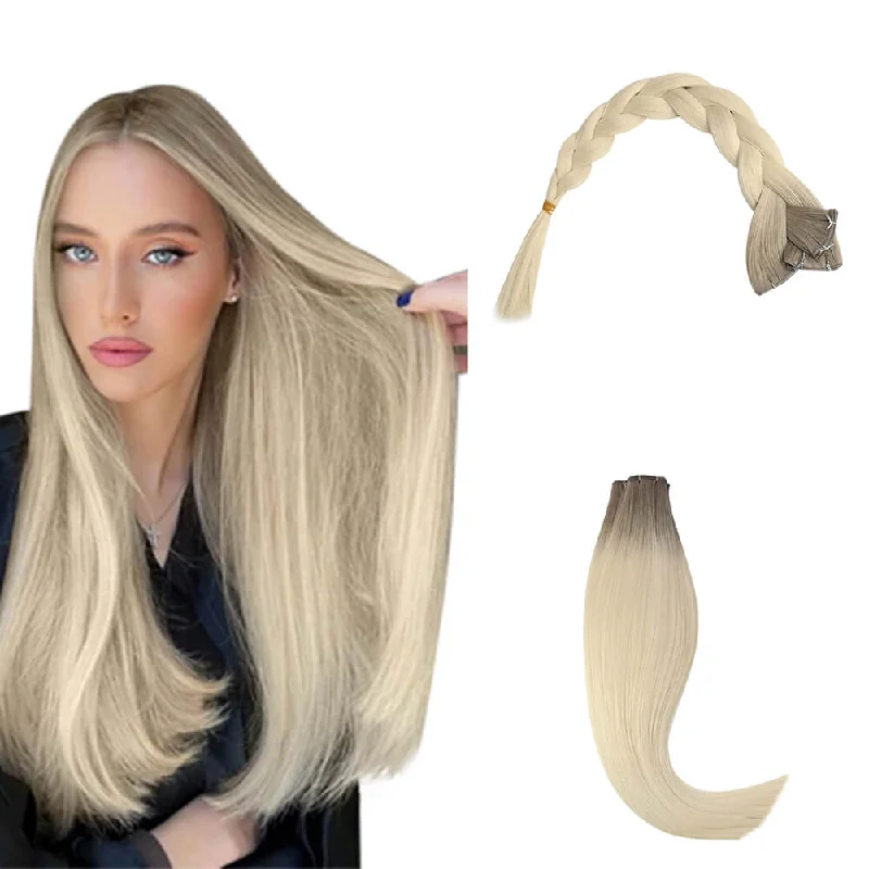 [virgin+]Genius Weft Hair Extensions virgin+ Hair Bundles Human Straight Weave Ombre#R19/T60