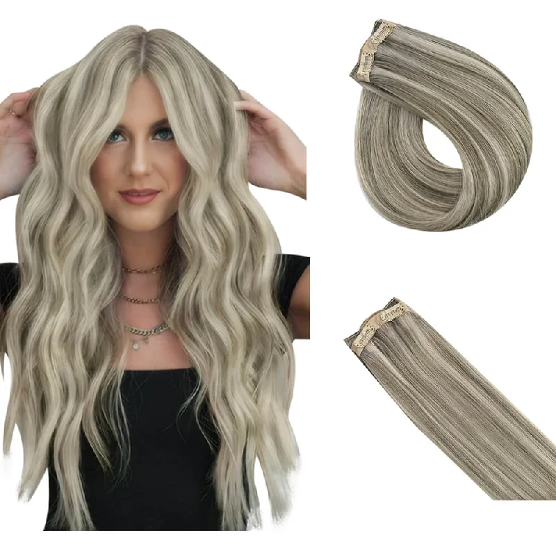 Virgin Human Hair Clip in Extensions Seamless Balayage Brown #1CC/80/60