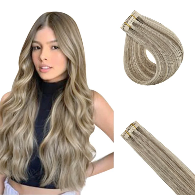 Virgin Human Hair Clip in Extensions Seamless Blonde Color #P8/60