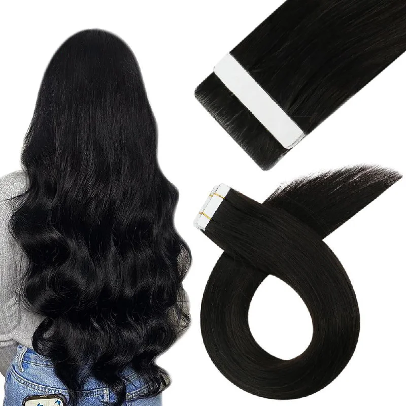 Jet Black Invisible Seamless Injection 100% Real Virgin Tape in Hair extensions #1