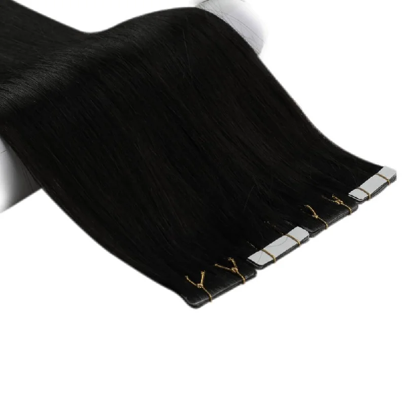 Jet Black Invisible Seamless Injection 100% Real Virgin Tape in Hair extensions #1