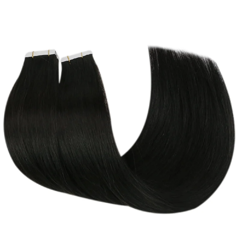 Jet Black Invisible Seamless Injection 100% Real Virgin Tape in Hair extensions #1