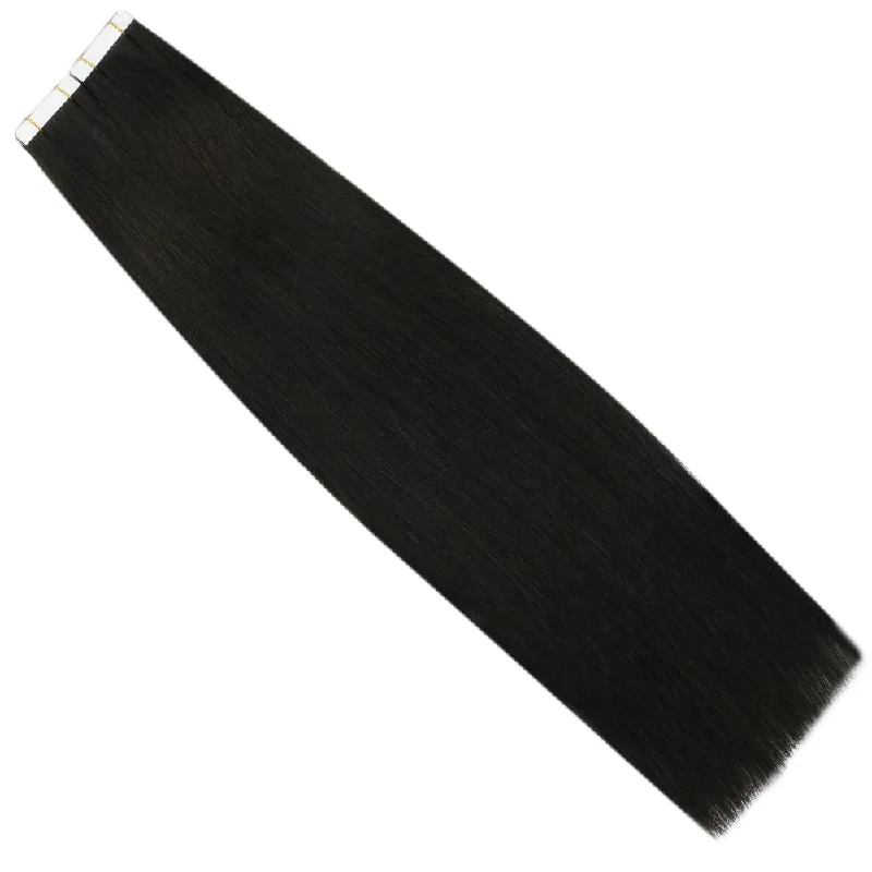 Seamless Tape in Hair Extensions Salon Quality Virign Hair Injected Tape on Hair Off Black #1B