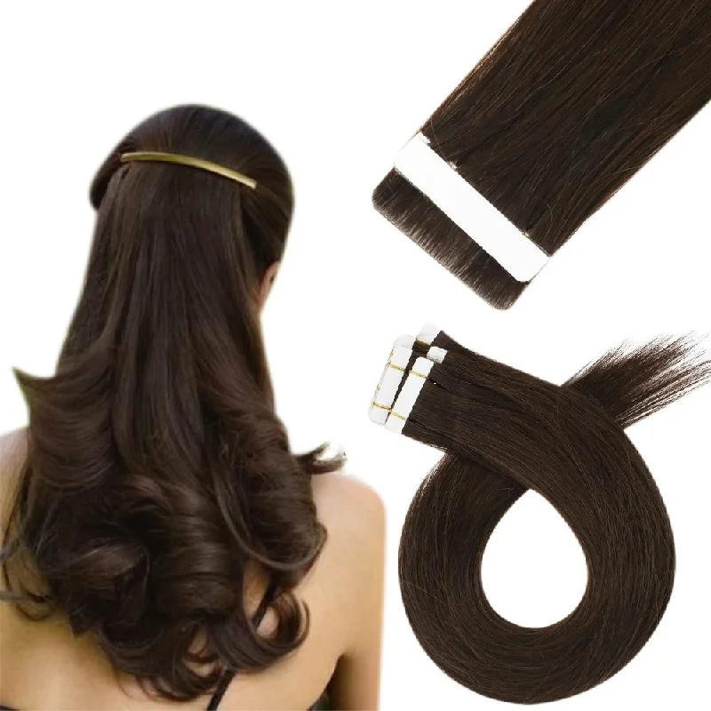 Invisible Seamless Injected Medium Brown Virgin Tape in Hair extensions #4