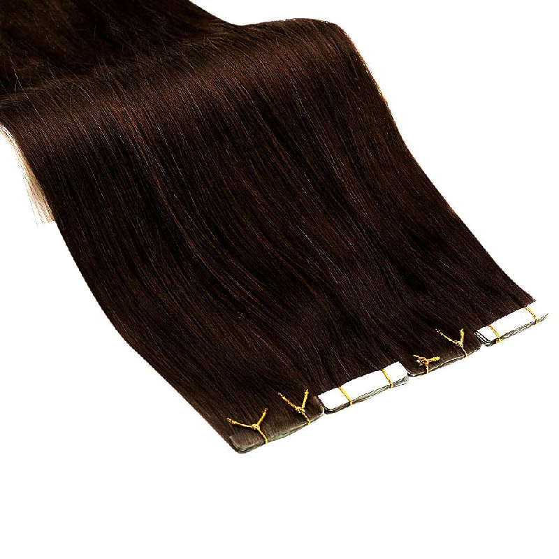 Invisible Seamless Injected Medium Brown Virgin Tape in Hair extensions #4