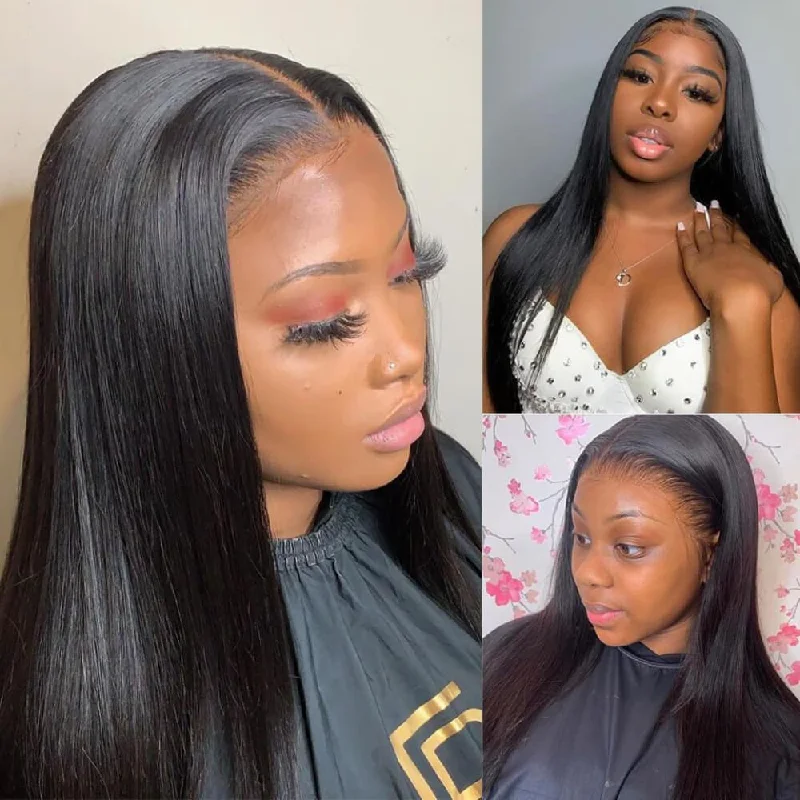 Skin Melt Lace Front Wig Silky Straight 13x4 Invisible Swiss Lace Human Hair Frontal Wigs