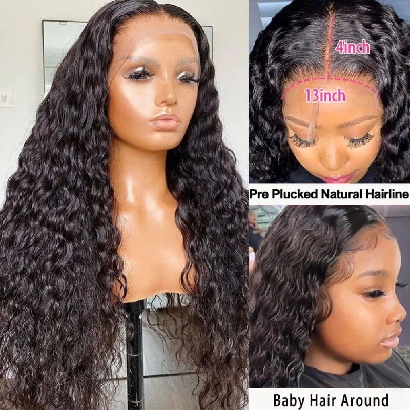 Skin Melt Lace Front Wig Water Wave 13x4 Invisible Swiss Lace Human Hair Frontal Wigs