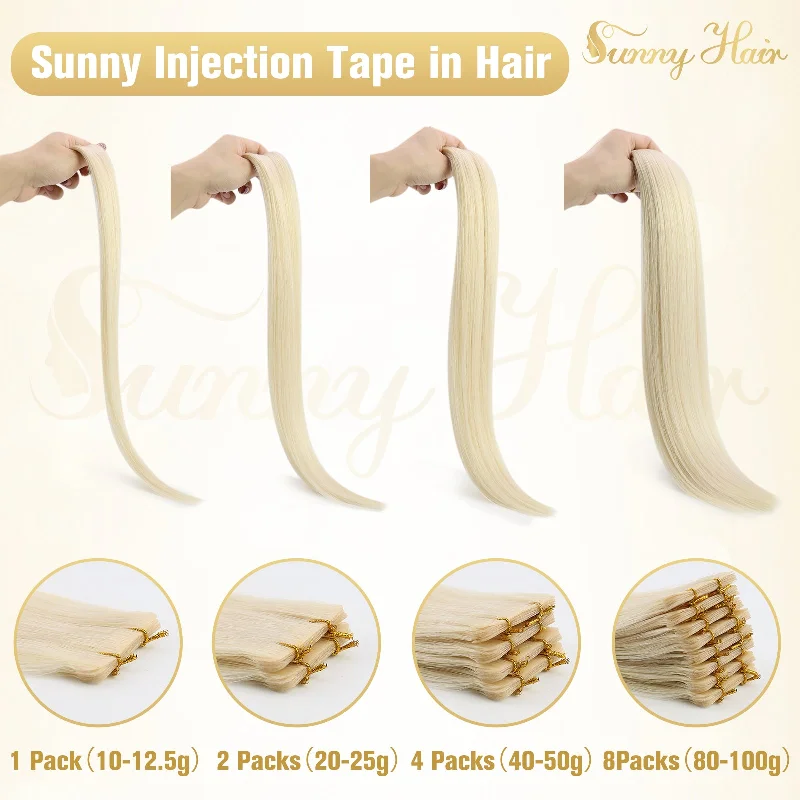 Invisible Seamless Virgin Injection Tape in Hair Extensions Grey Blonde Highlights #19a/60