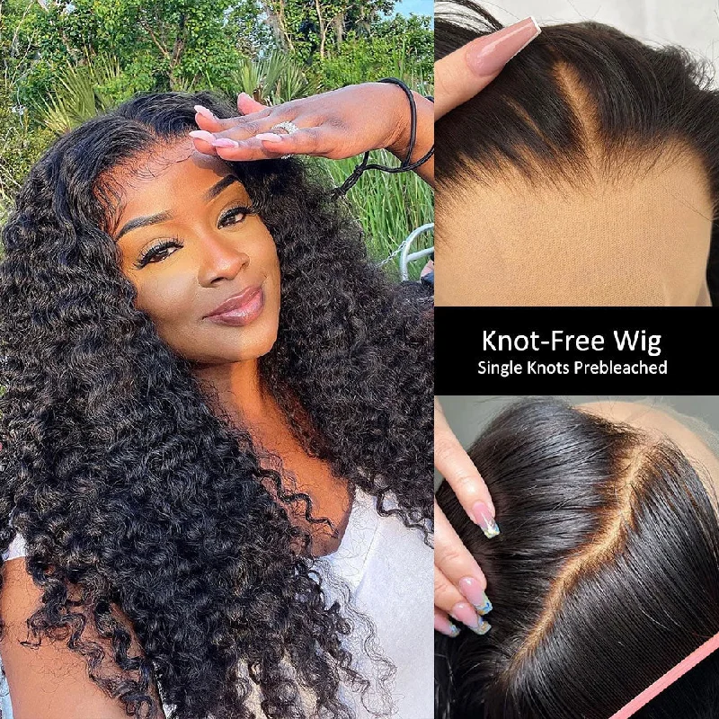 KNOT-FREE - 13x6 Skin Melt Lace Preplucked Human Hair Frontal Wig | Burmese Curls