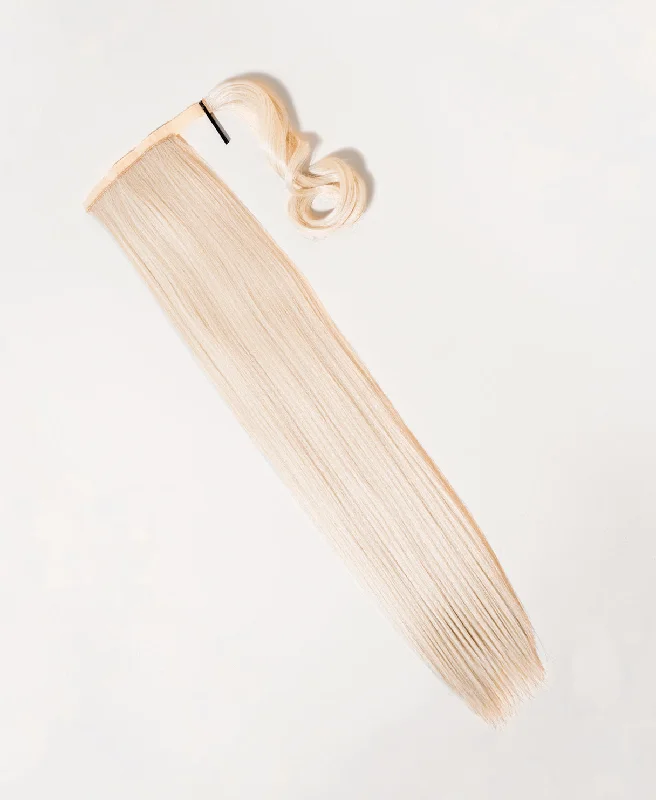 vegan fiber long straight ponytail - platinum blonde 26"".