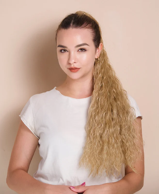 vegan fiber long wavy ponytail - honey blonde 26"".