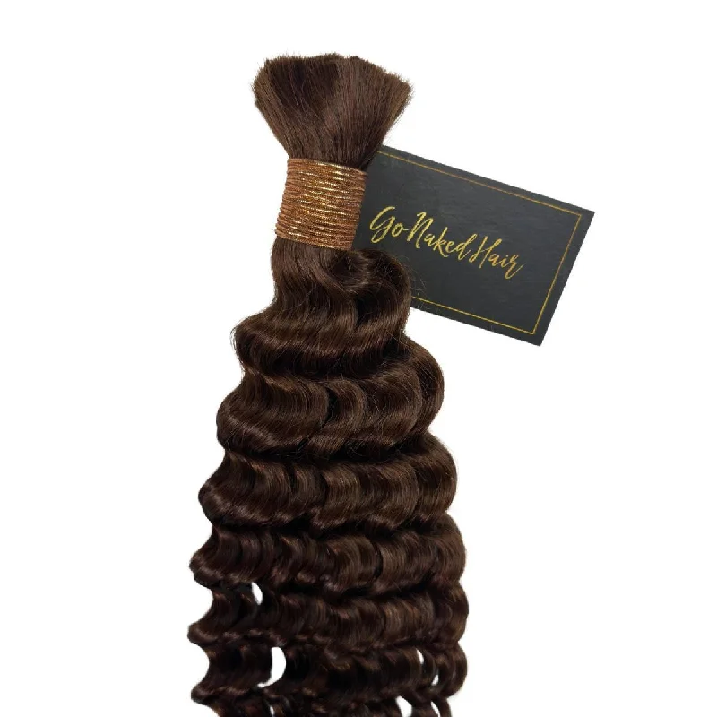 Medium Brown Deep Wave Bulk Hair