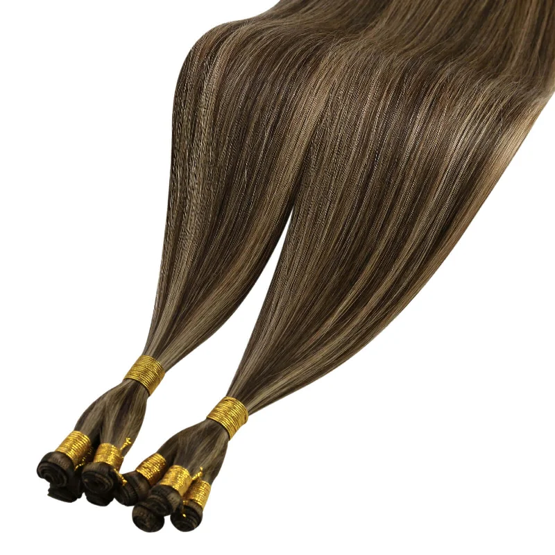 Moresoo 100% Virgin Hair Hand Tied Weft Real Human with Balayage Brown (#BM)