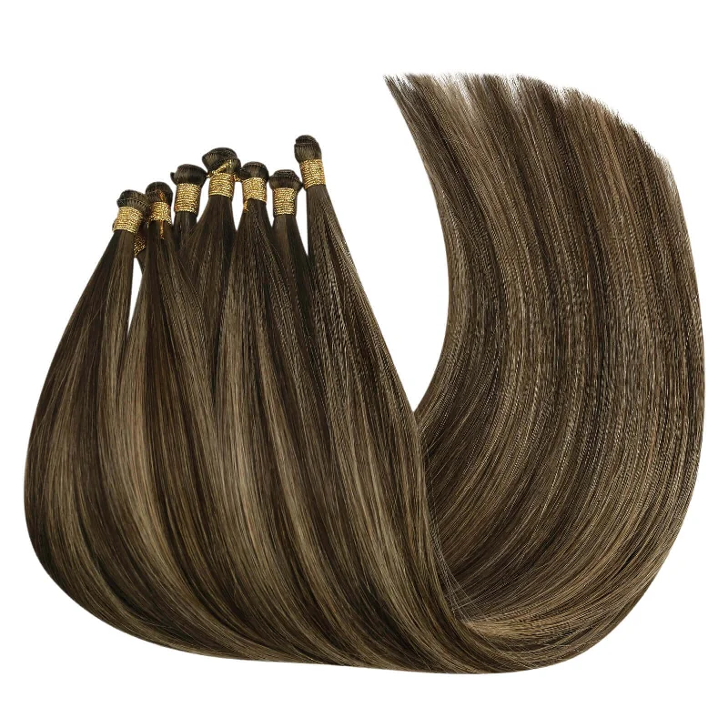 Moresoo 100% Virgin Hair Hand Tied Weft Real Human with Balayage Brown (#BM)