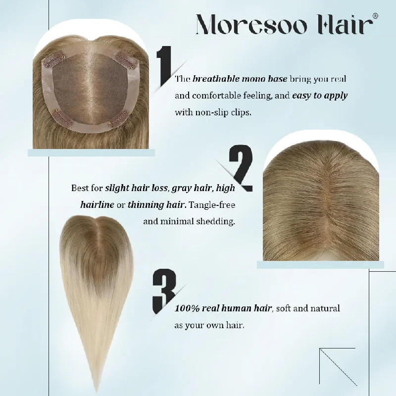 Moresoo 3*5inch Hair Toppers For Women Ombre Brown to Blonde(#T10/613)