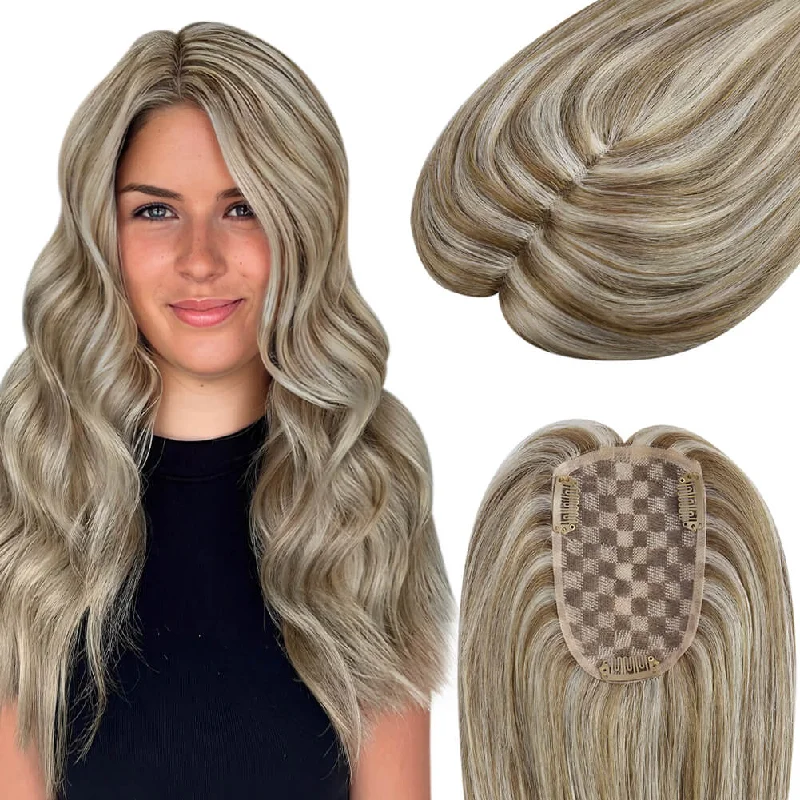 Moresoo 3*5inch Hair Toppers For Women Highlight Brown Mixed Blonde (#8P/60)