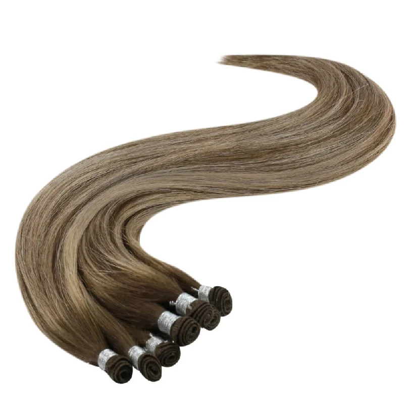 Moresoo Virgin Hand Tied Real Human Sew In Weft Blonde Balayage Hair (#4/27/4)