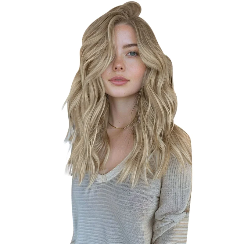 Moresoo Virgin Hand Tied Real Human Sew In Weft Blonde Balayage Hair (#8/8/613)