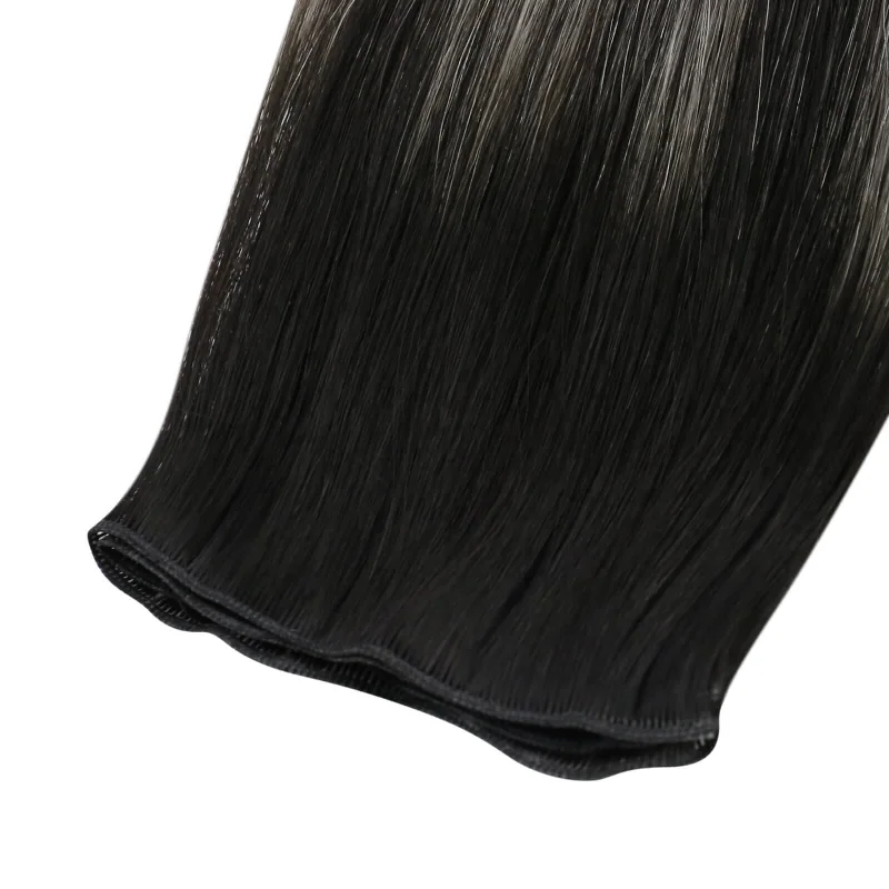 Moresoo Weft Hair Brazilian Virgin Invisible Genius Weft Human Hair Bundles (#1B/Silver/1B)