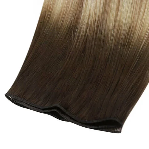 Moresoo Virgin Invisible Genius Weft Brazilian Balayage Color Human Hair Bundles  (#3/8/22)