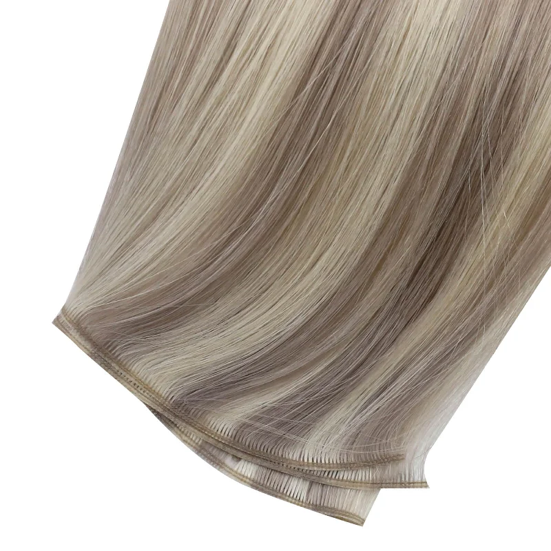 Moresoo Virgin Invisible Genius Weft Highlight Blonde Human Hair Bundles  (#19AP60)