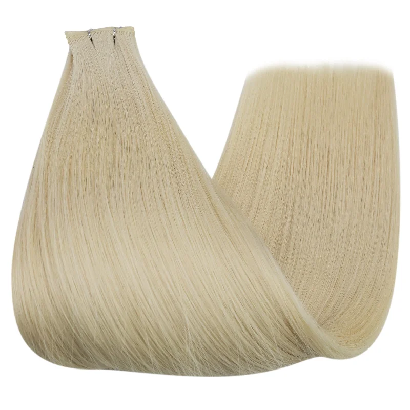 Moresoo Virgin Invisible Genius Weft Platinum Blonde Brazilian Human Hair Bundles  (#60)