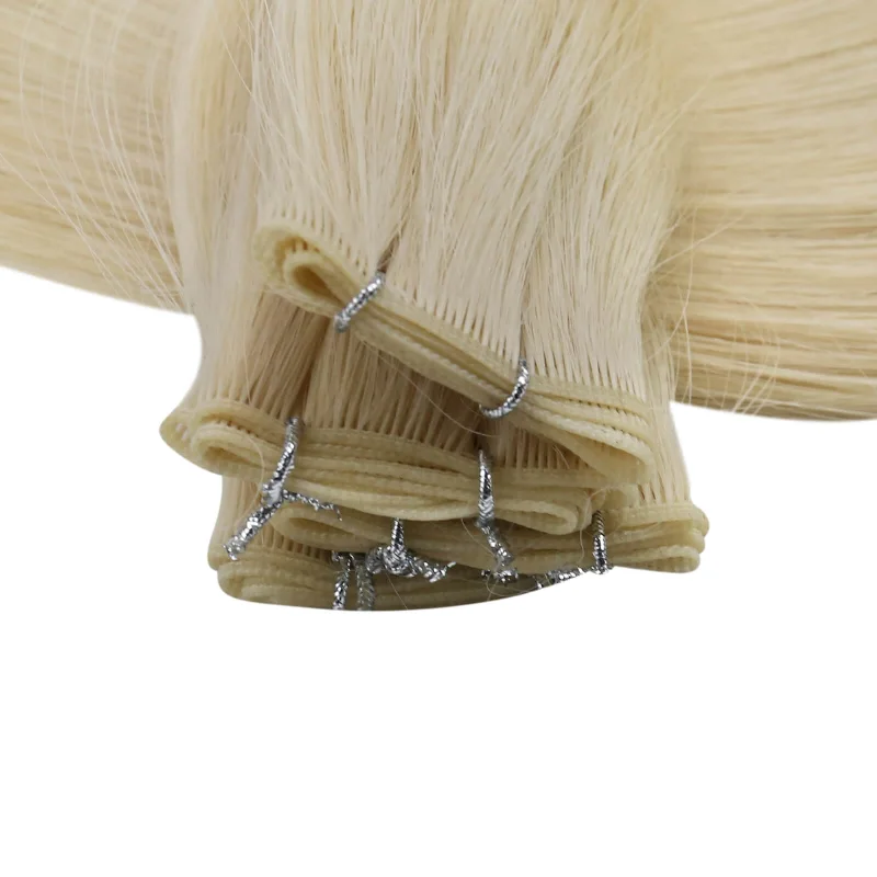 Moresoo Virgin Invisible Genius Weft Platinum Blonde Brazilian Human Hair Bundles  (#60)