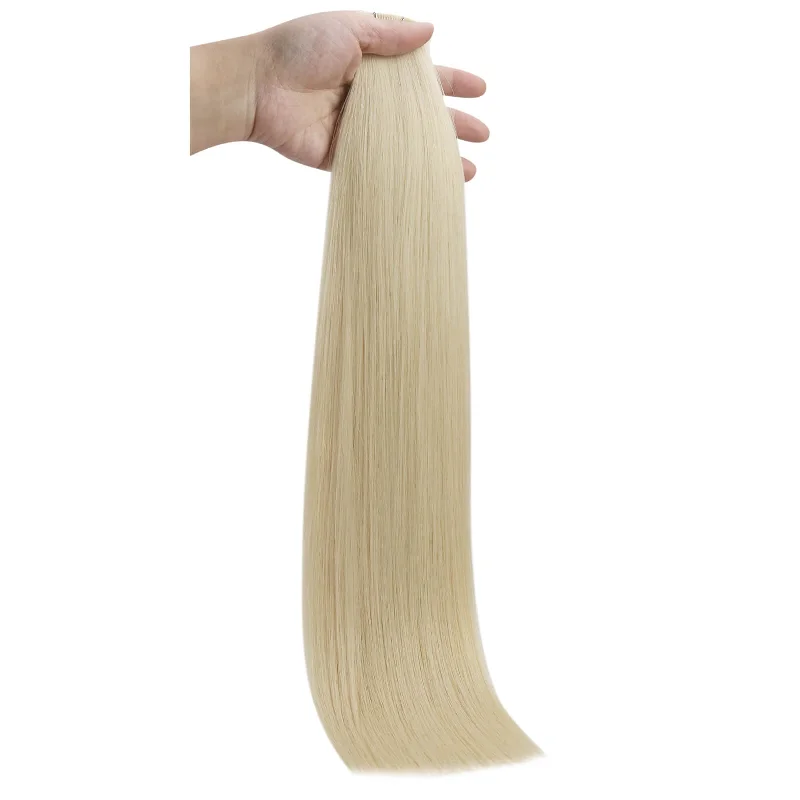 Moresoo Virgin Invisible Genius Weft Platinum Blonde Brazilian Human Hair Bundles  (#60)