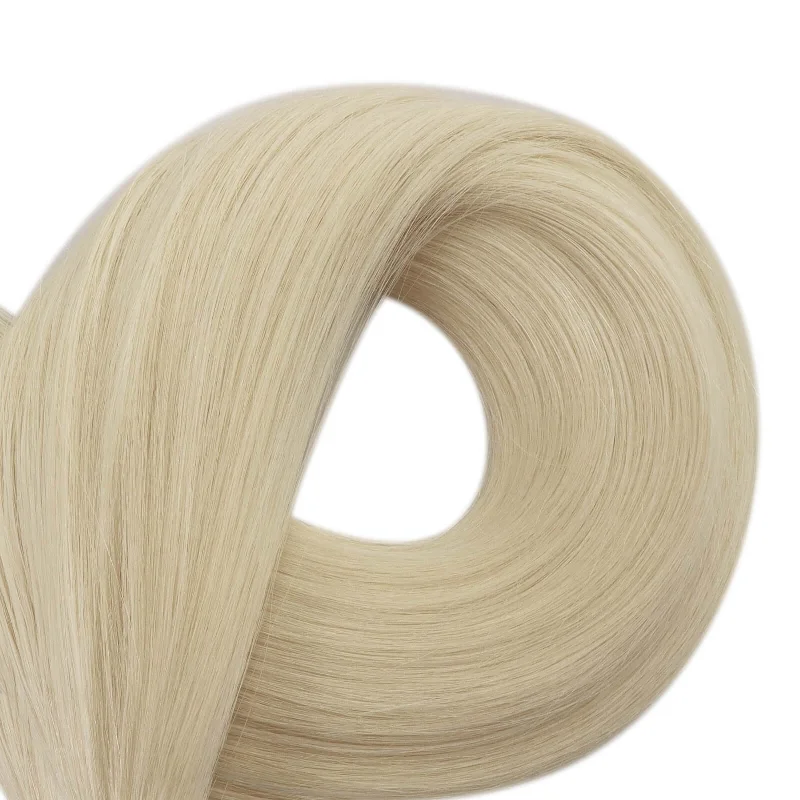 Moresoo Human Hair Bundles Virgin Invisible Genius Weft Hair Extensions White Blonde (#1000)