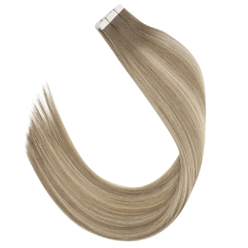 【New Color】Moresoo Virgin Tape In Hair Extensions 100% Brazilian Human Balayage Blonde Hair (#8/8/613)