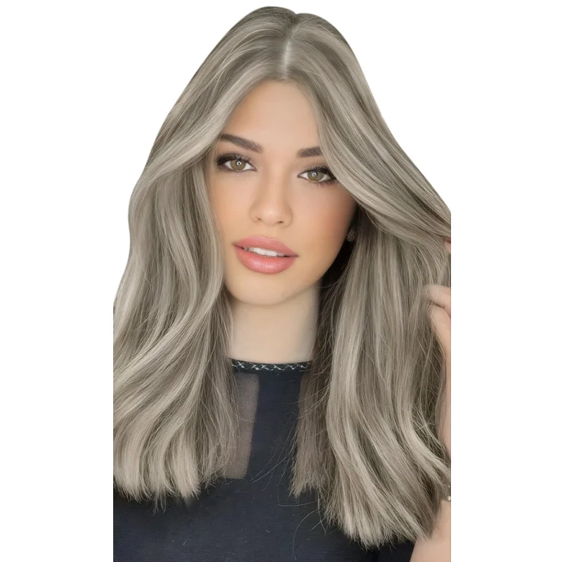 [New Color] Moresoo Virgin Invisible Genius Weft Hair Extensions Human Hair Bundles Gray blonde(1CC/80/60)