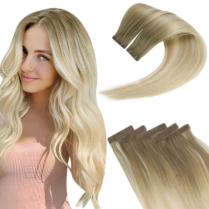 【New Color】Moresoo Virgin Injection Tape in Human Hair Extensions Balayage Blonde (#8/27/60)