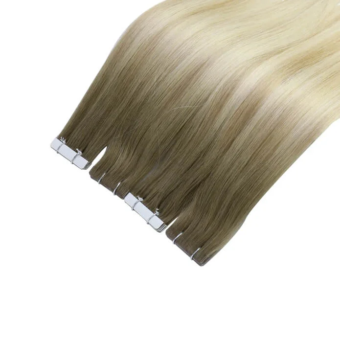 【New Color】Moresoo Virgin Injection Tape in Human Hair Extensions Balayage Blonde (#8/27/60)