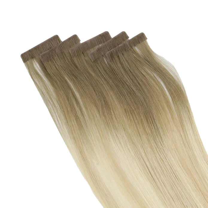 【New Color】Moresoo Virgin Injection Tape in Human Hair Extensions Balayage Blonde (#8/27/60)