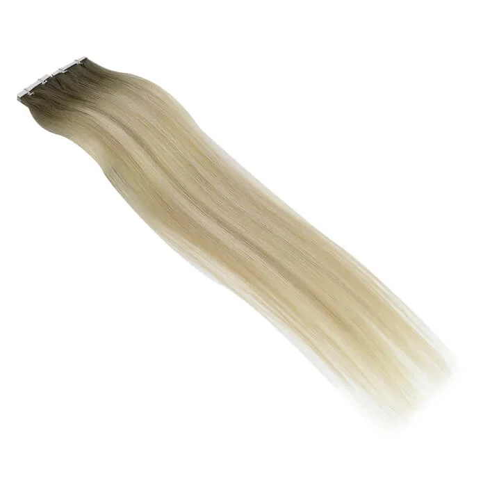 【New Color】Moresoo Virgin Injection Tape in Human Hair Extensions Balayage Blonde (#8/27/60)