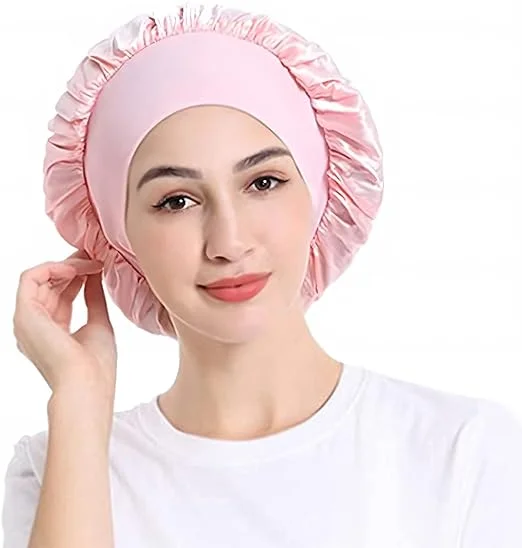 Night Sleep Caps with Wide Elastic Band Sleeping Hat for Hair Extensions