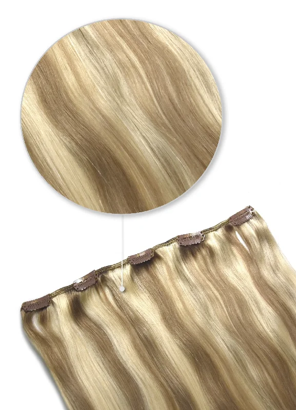 One Piece Top-up Remy Clip in Human Hair Extensions - Biscuit Blondey (#18/613)