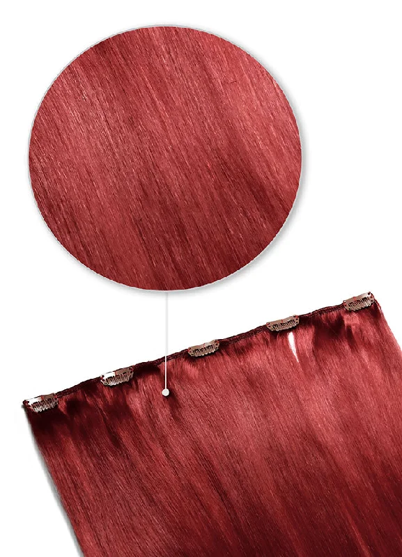 One Piece Remy Clip In Human Hair Extensions - Deep Red