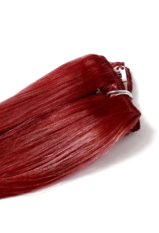 One Piece Remy Clip In Human Hair Extensions - Deep Red