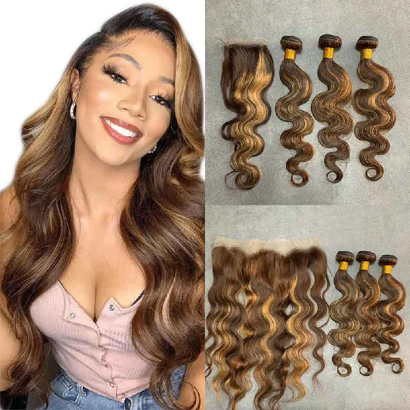 P4/27 Color Hair Bundles And Clsoure/Frontal