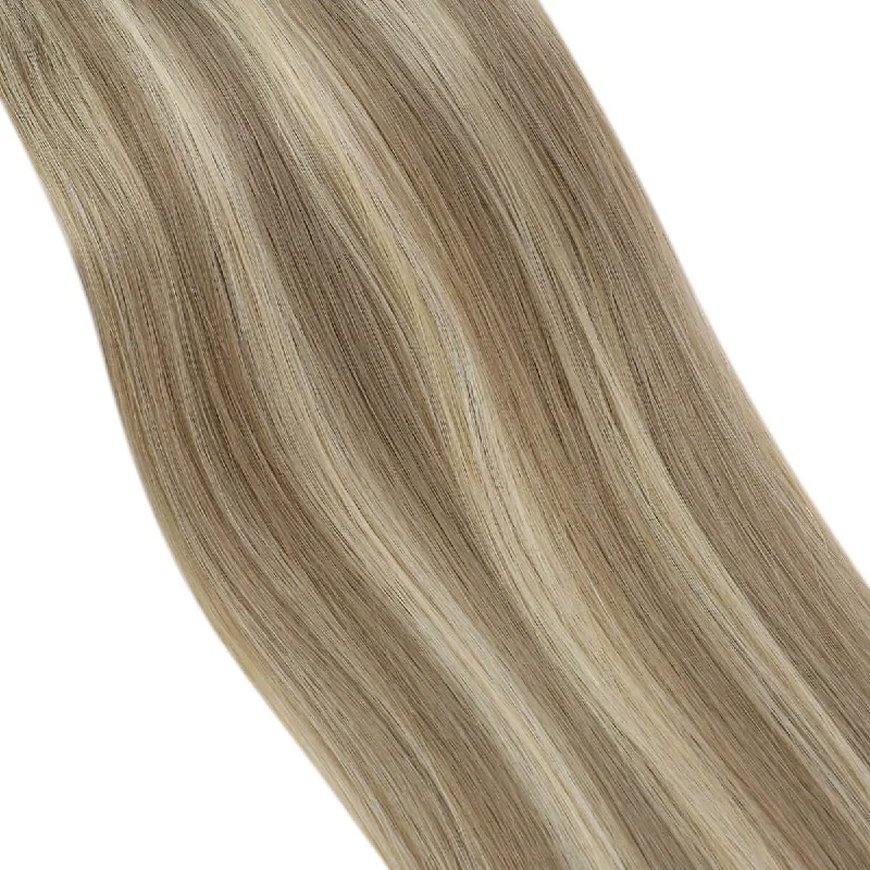 [Ponytail] Clip in Ponytail Human Hair Extensions Blonde Highlighted #16/22